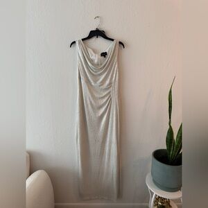 Connected Apparel Elegant Silver Maxi Dress